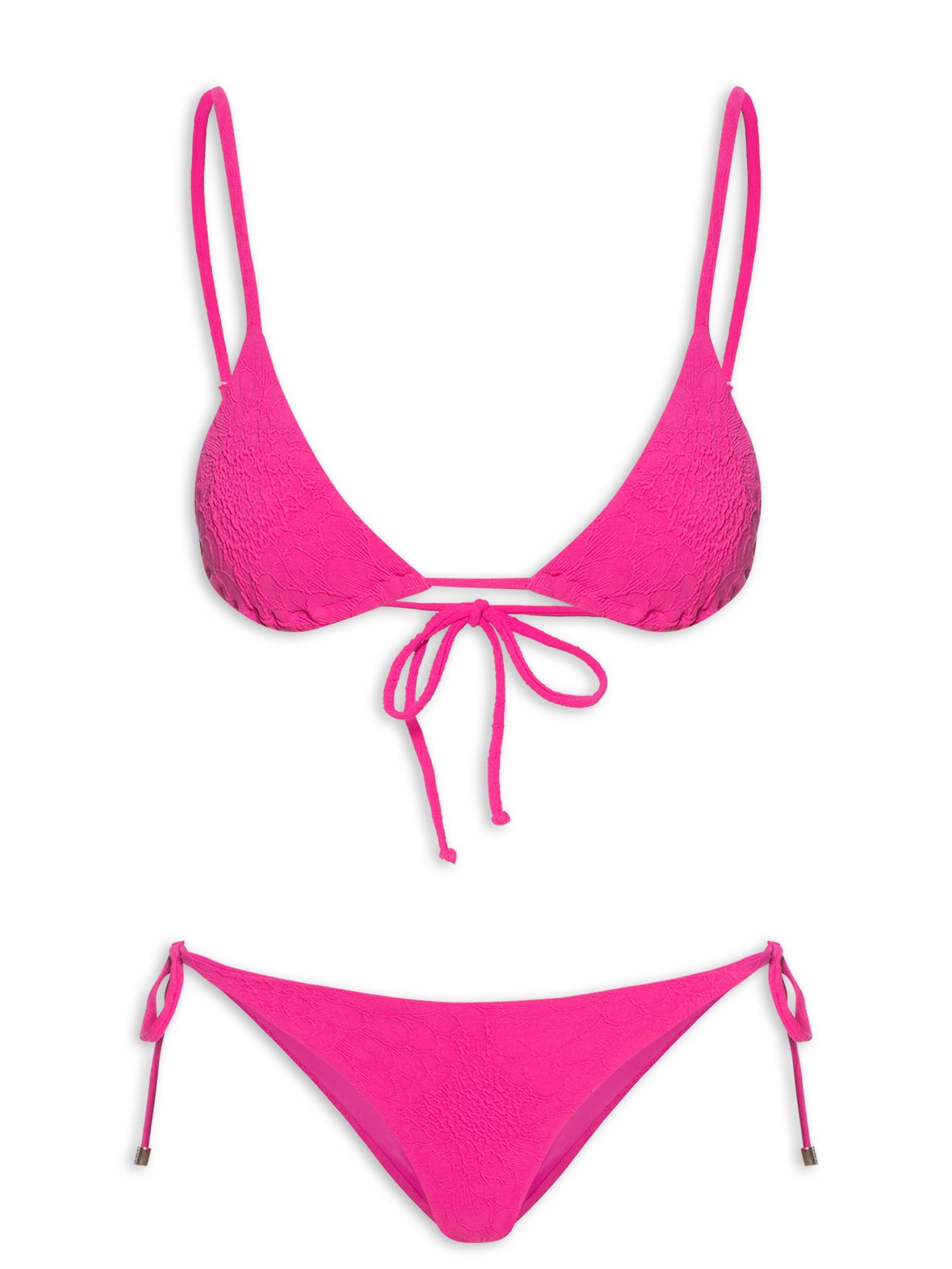 ?Biquíni Lacinho Textura Flor Rosa Farm Praia