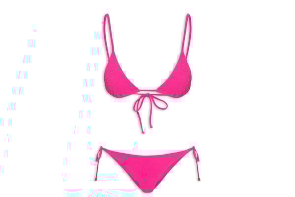 ?Biquíni Lacinho Textura Flor - Rosa