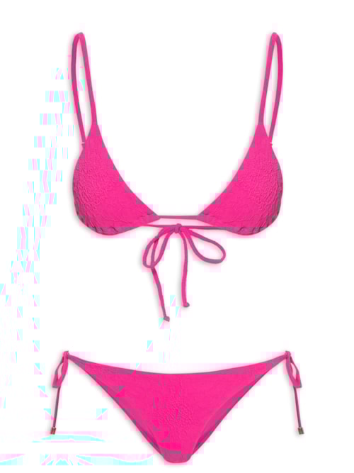 ?Biquíni Lacinho Textura Flor – Rosa