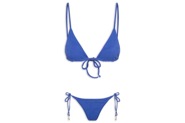 Biquíni lacinho Textura Peixe - Azul