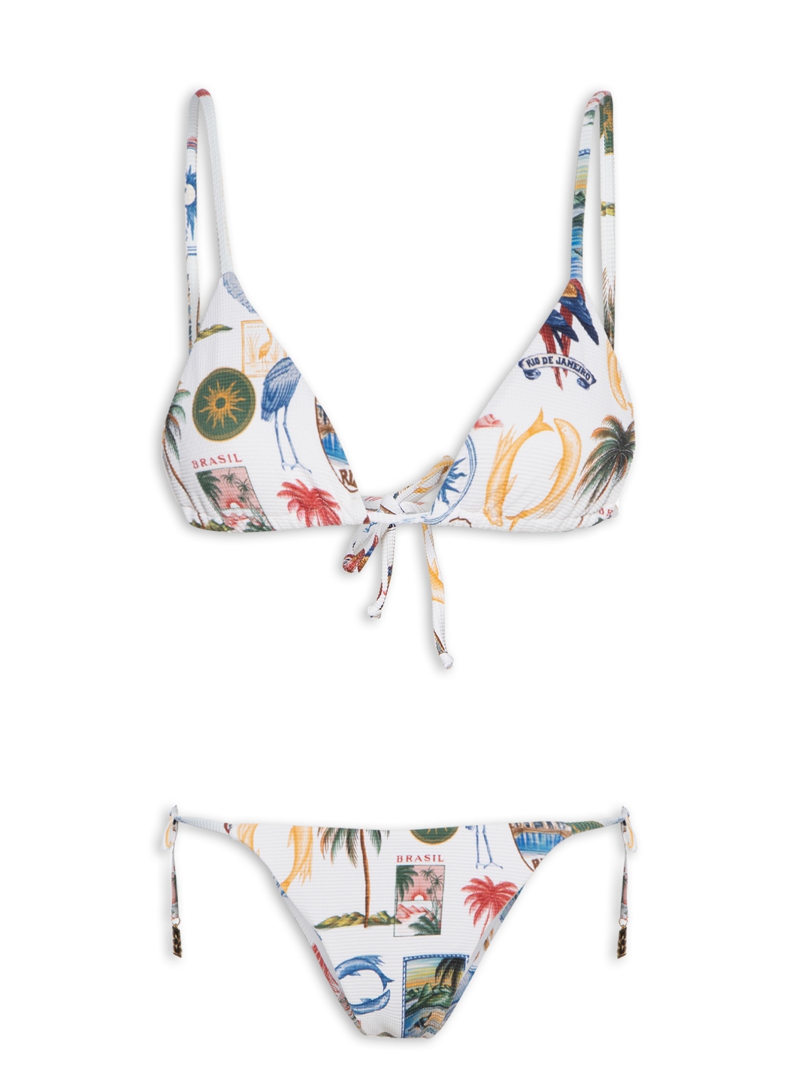 Bíquini Lacinho Tropical Vintage Branco Farm Praia