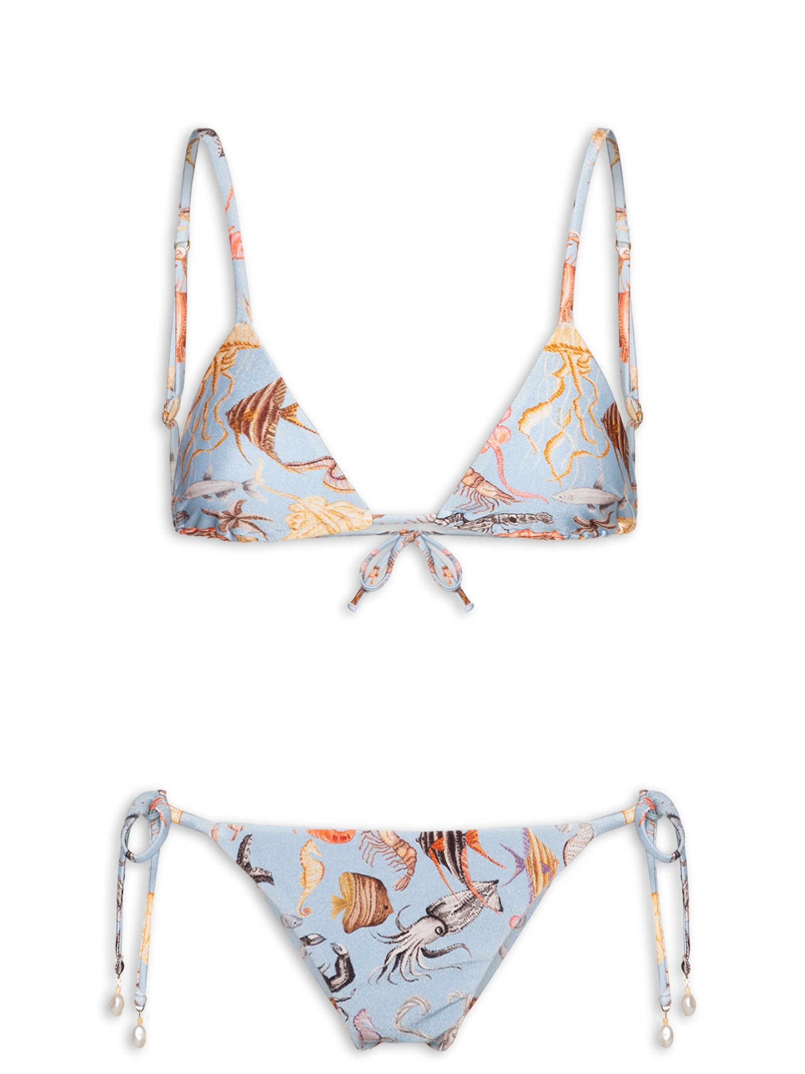 Biquíni Lacinho Vida Marinha Azul Farm Praia