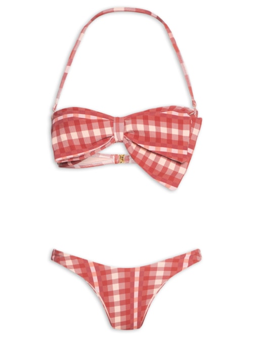 Biquíni Laço Xadrez Trancoso – Vermelho