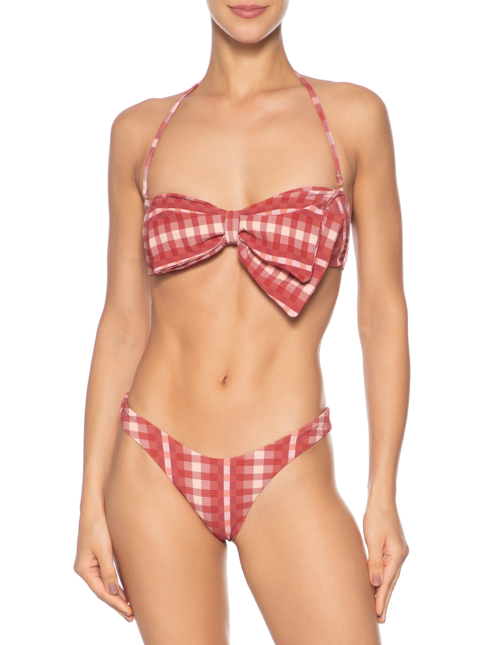 Biquíni Laço Xadrez Trancoso Vermelho Farm Praia