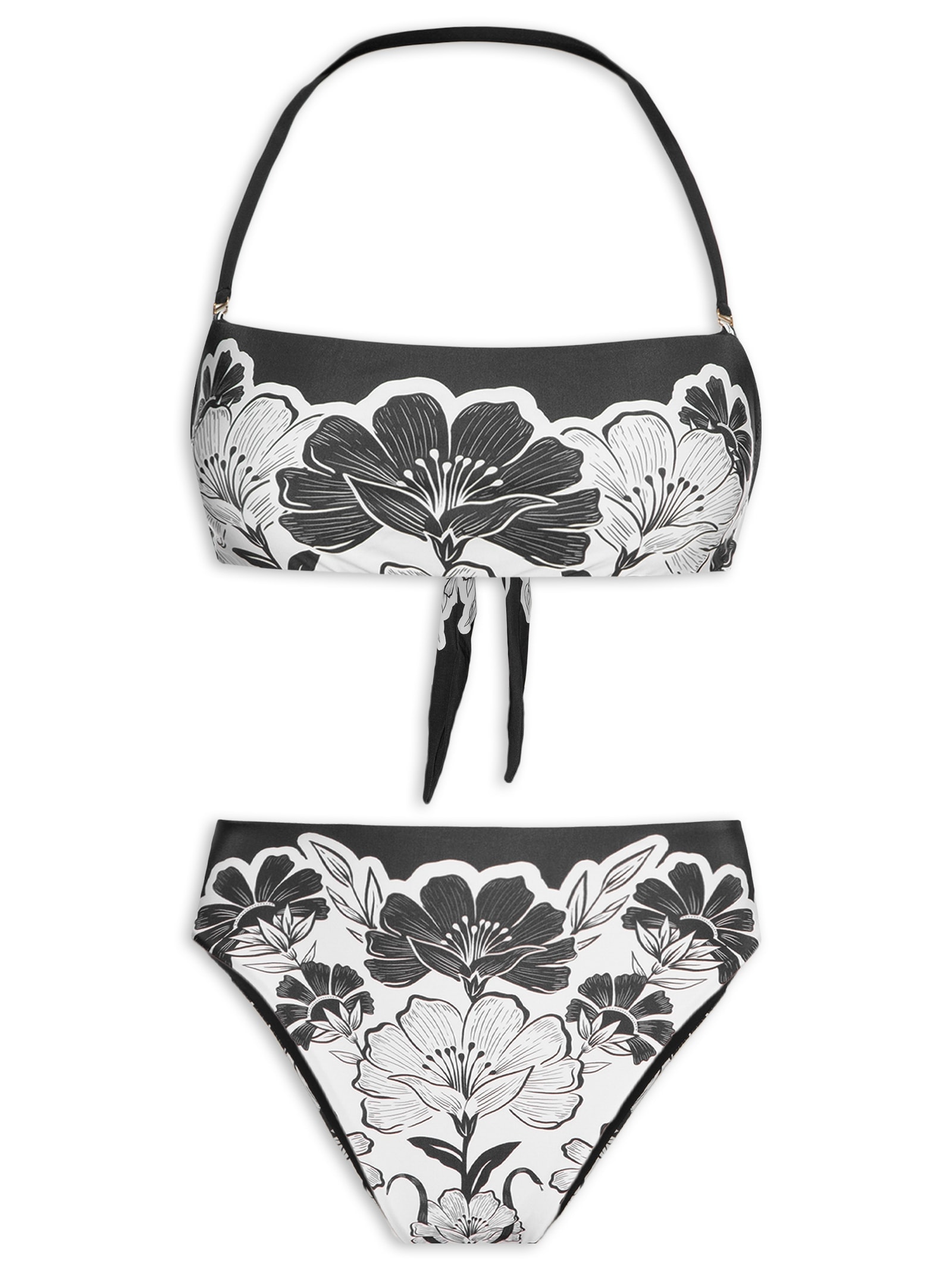 Biquíni Localizado Hot Pants Selvática Preto Farm Praia