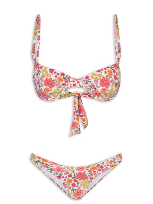 Biquíni Meia Taça Banana Flor – Branco