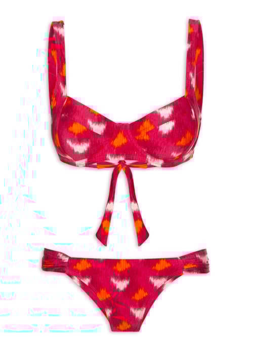 Biquíni Meia Taça Colorido – Rosa