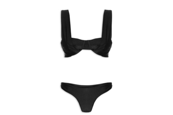 Biquíni Meia Taça E Calcinha Franzida - Preto