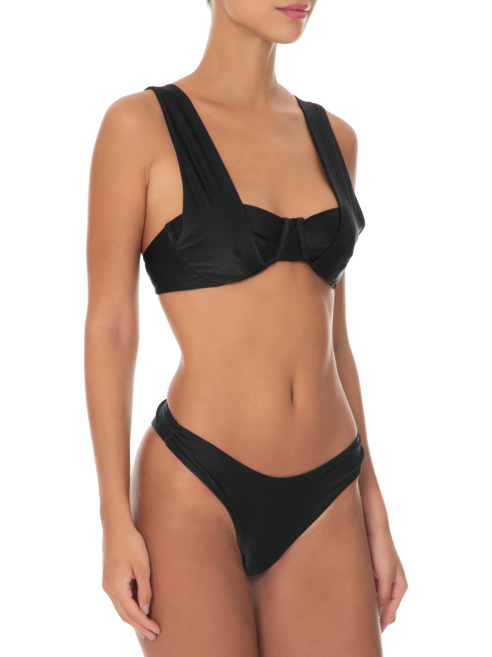 Biquíni Meia Taça E Calcinha Franzida Preto '2Essential