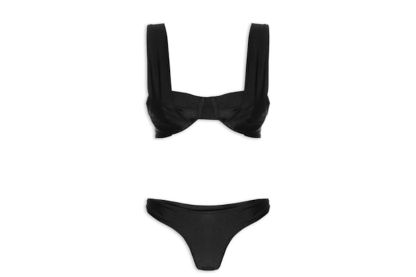 Biquíni Meia Taça E Calcinha Franzida - Preto