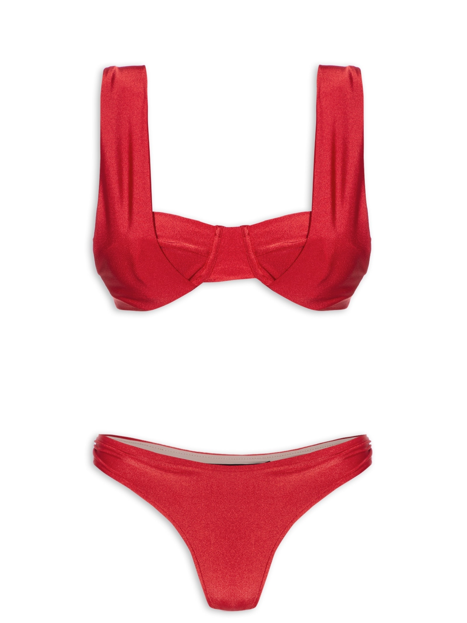 Biquíni Meia Taça E Calcinha Franzida Vermelho '2Essential