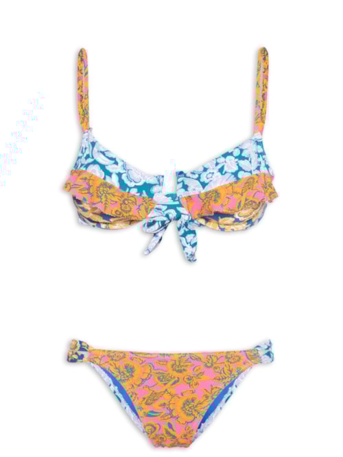 Biquini Meia Taça Estampado – Azul