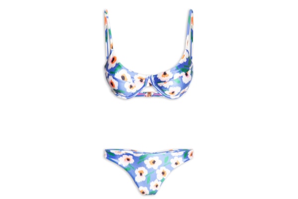 Biquíni Meia Taça Estampado - Azul