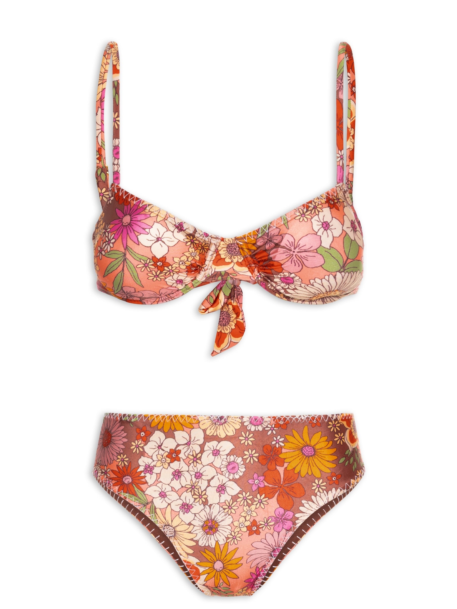 Biquini Meia Taça Estampado Laranja Mktbeach