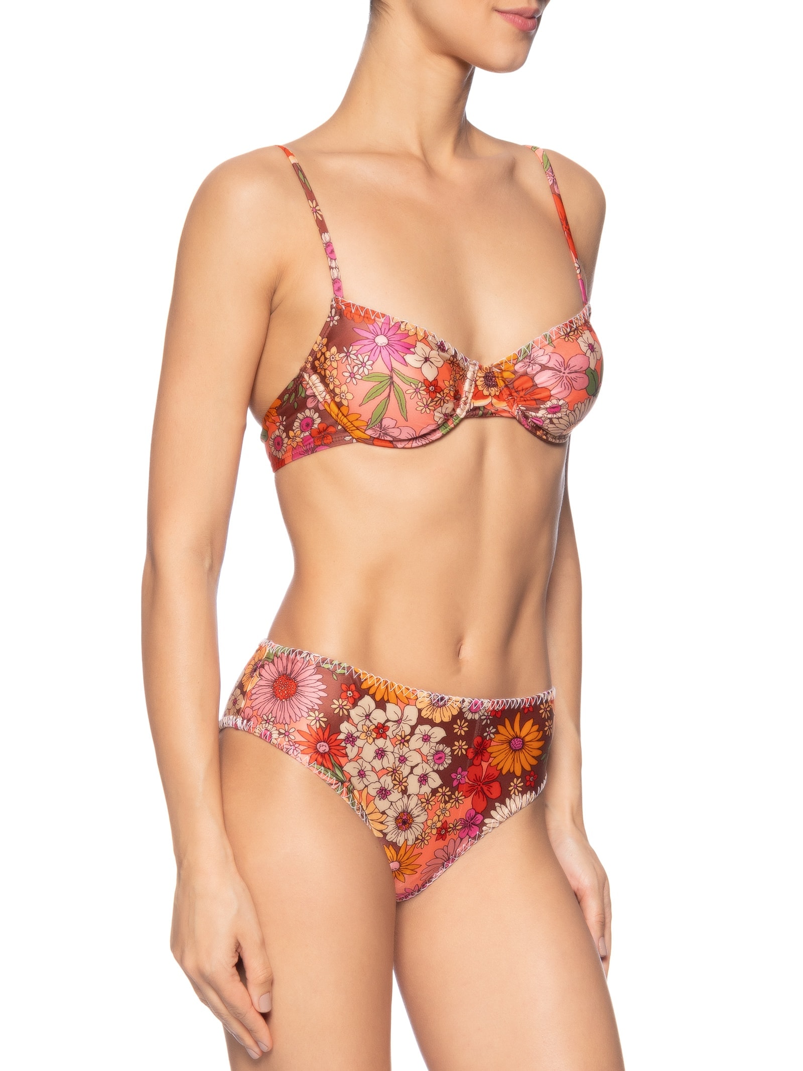 Biquini Meia Taça Estampado Laranja Mktbeach