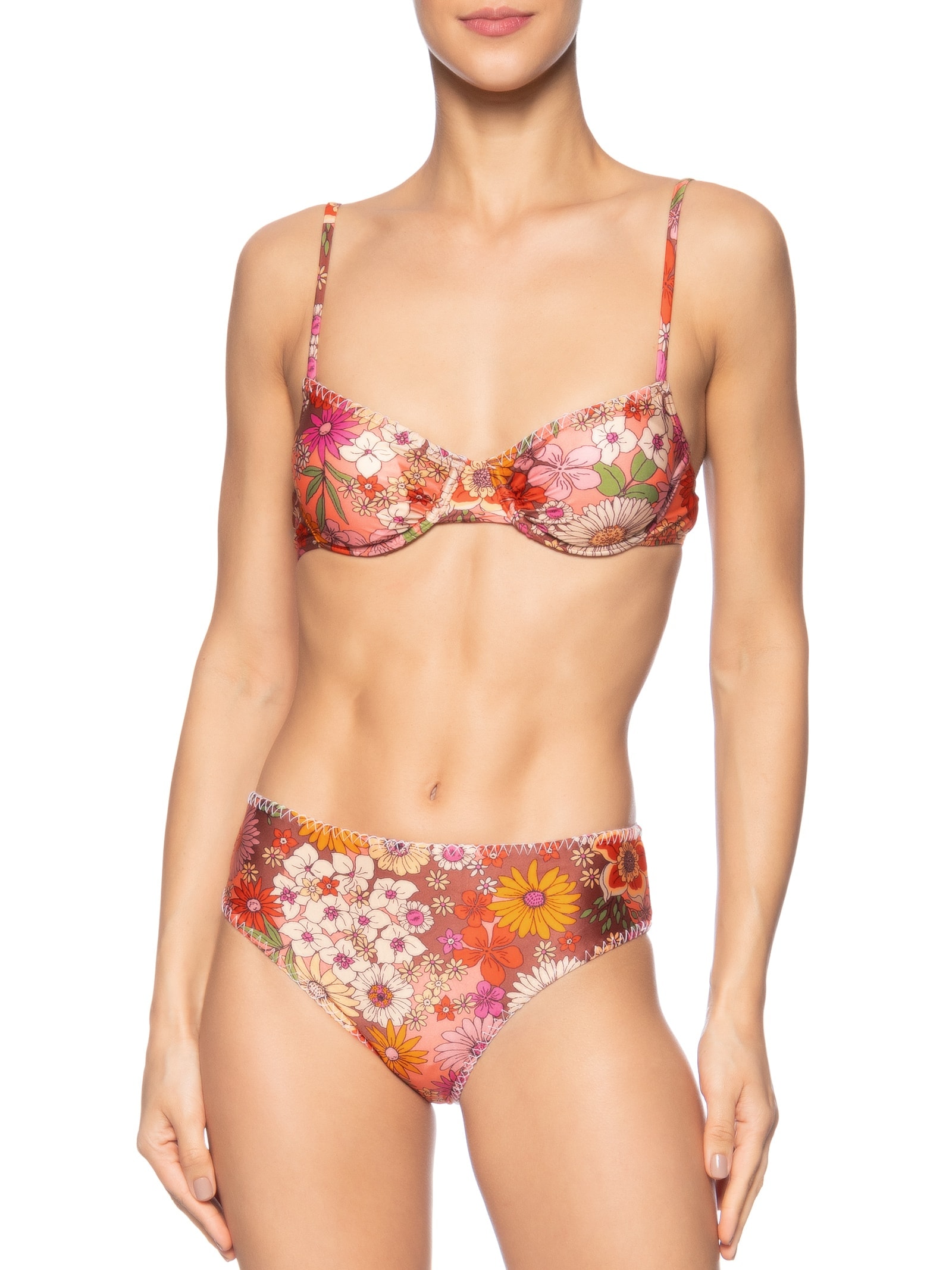 Biquini Meia Taça Estampado Laranja Mktbeach
