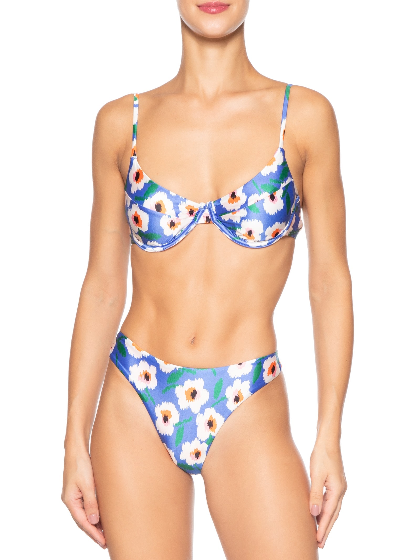 Biquíni Meia Taça Feminino Estampado Azul Mktbeach