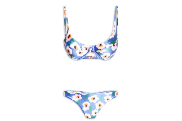 Biquíni Meia Taça Feminino Estampado - Azul