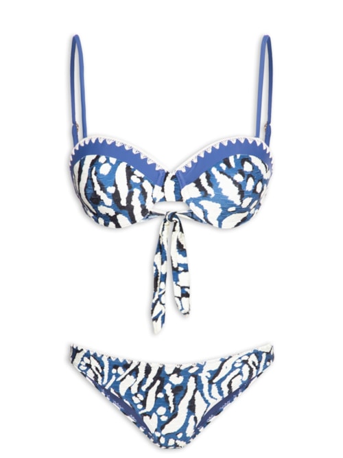 Biquíni Meia Taça Feminino Estampado - Azul