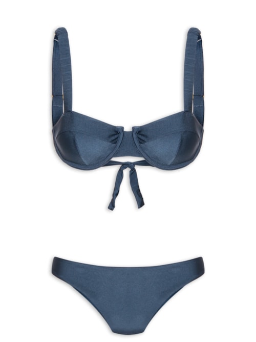 Biquíni Meia Taça Liso – Azul