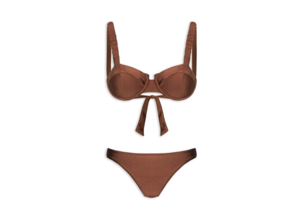 Biquíni Meia Taça Liso - Marrom