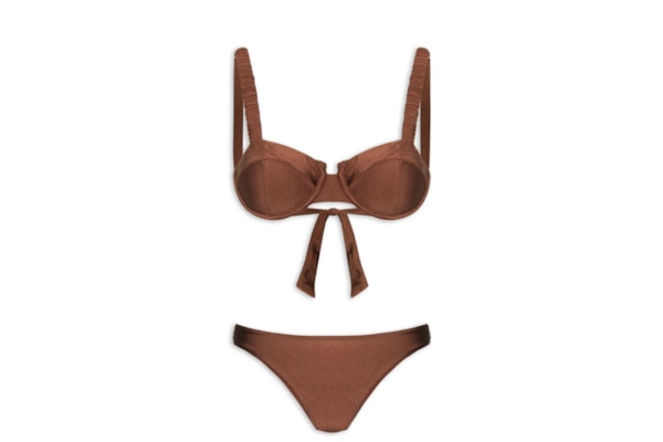 Biquíni Meia Taça Liso - Marrom