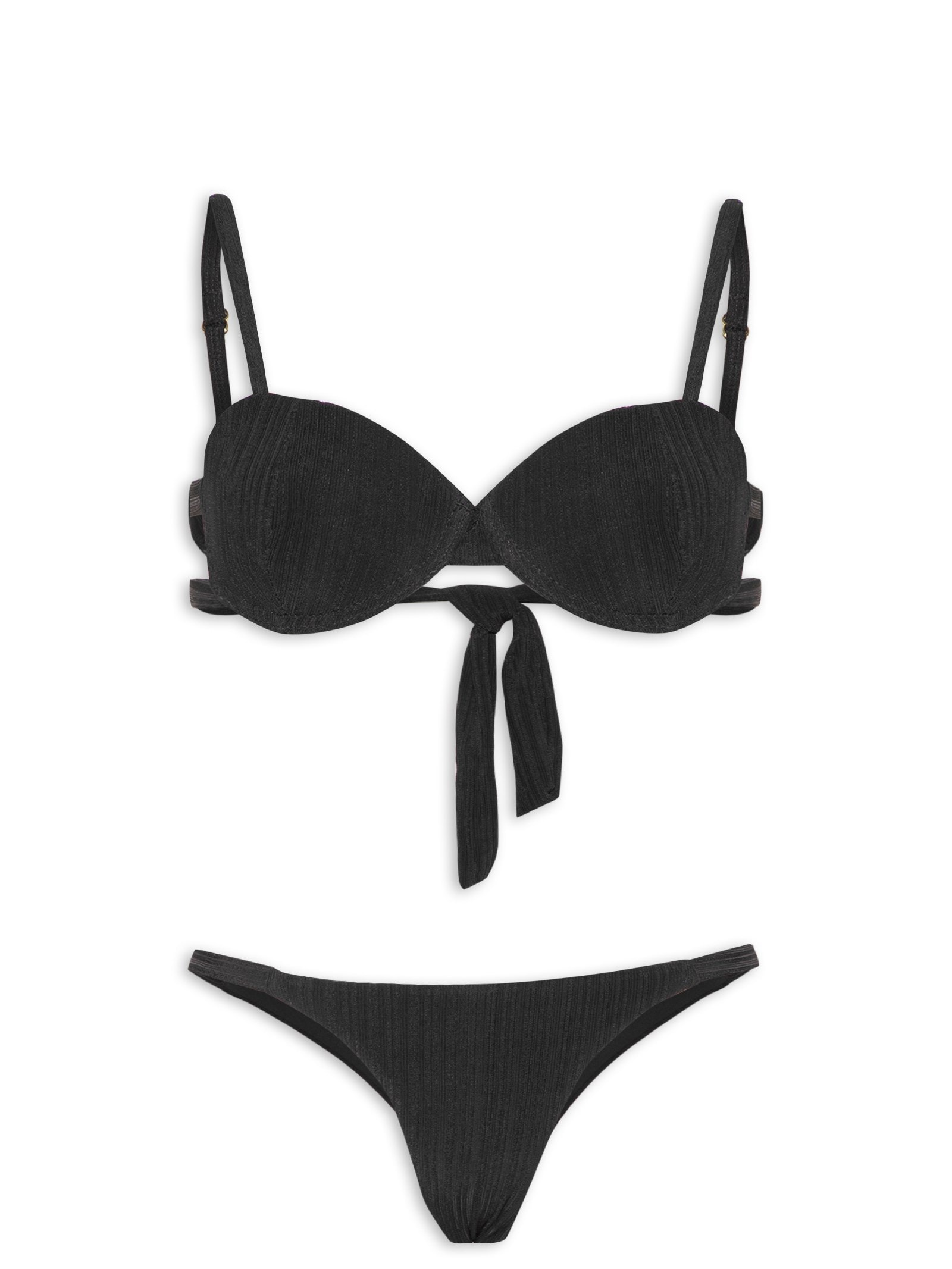 Biquíni Meia Taça Liso Preto Mktbeach