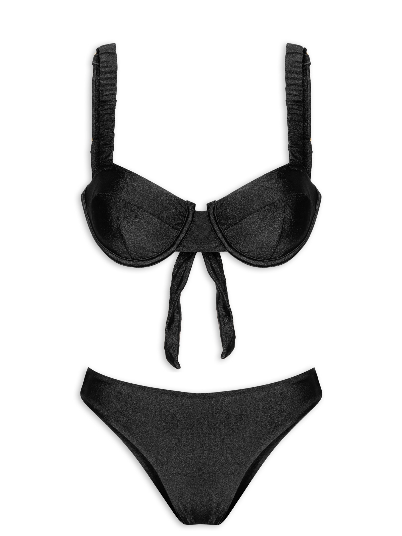 Biquíni Meia Taça Liso Preto Mktbeach