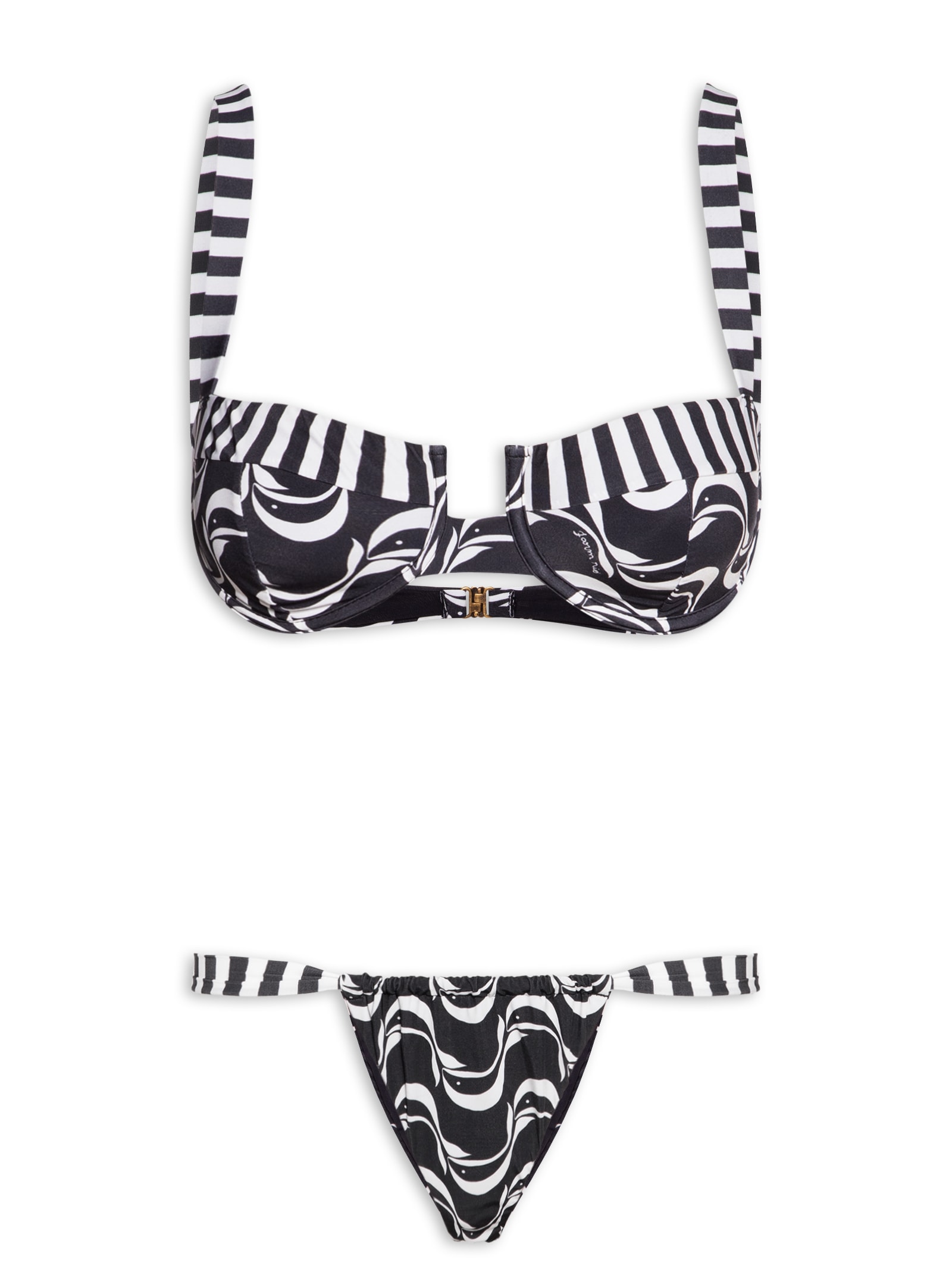 Biquíni Meia Taça Peixe Copa Preto Farm Praia