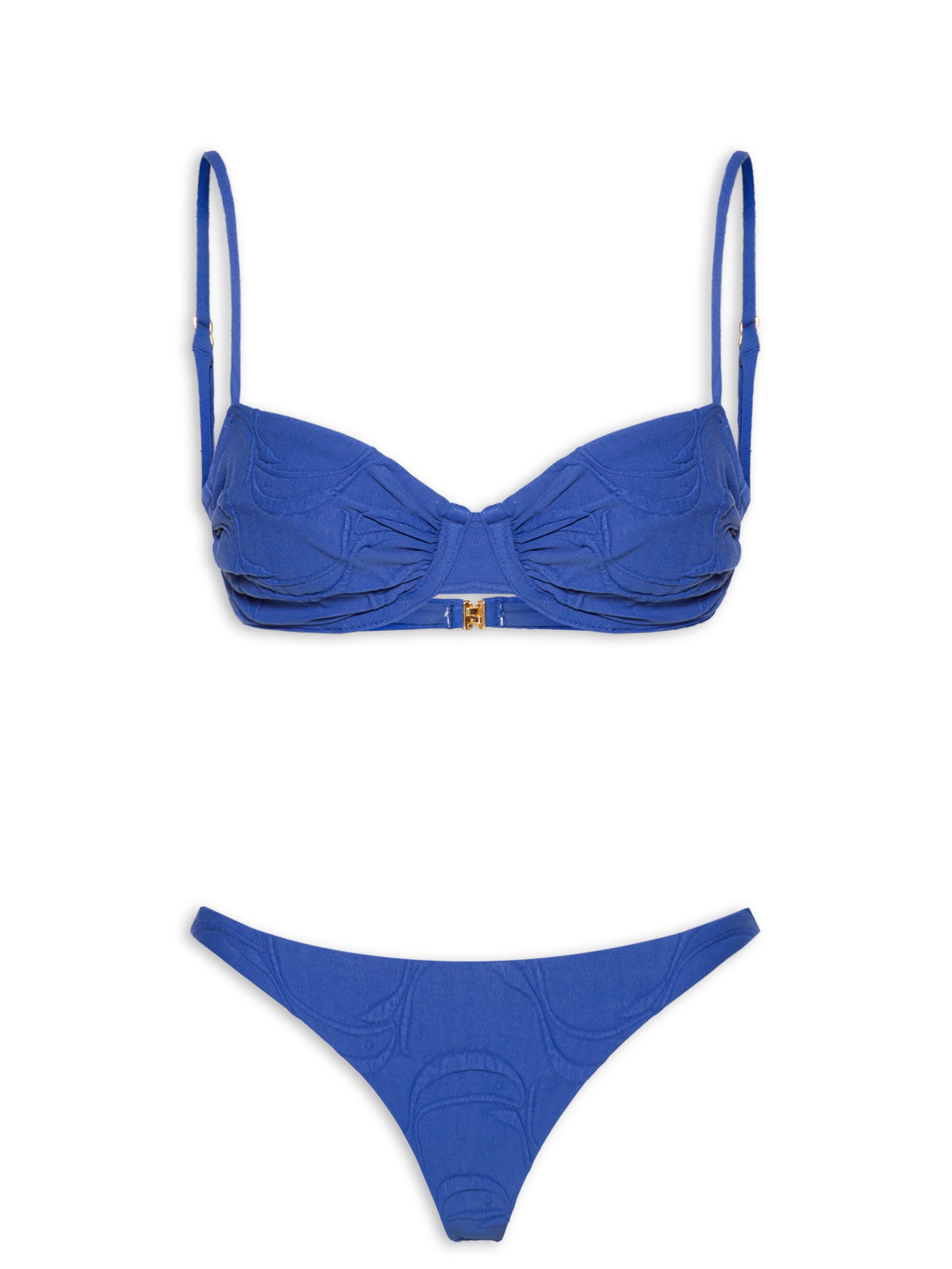 Biquíni Meia Taça Textura Peixe Azul Farm Praia