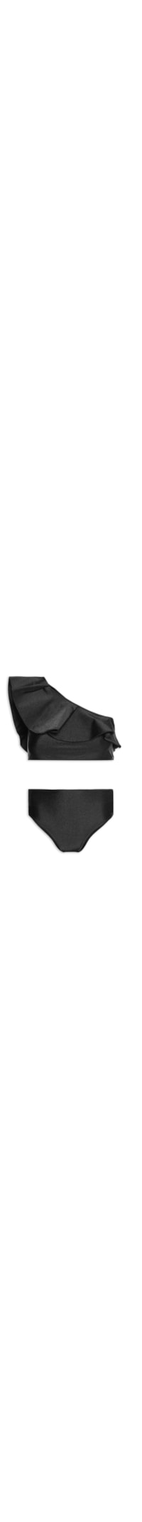 Biquíni Ombro Único Com Babado - Preto