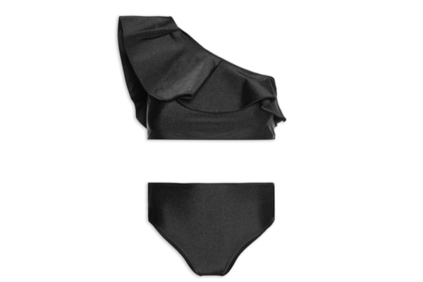Biquíni Ombro Único Com Babado - Preto