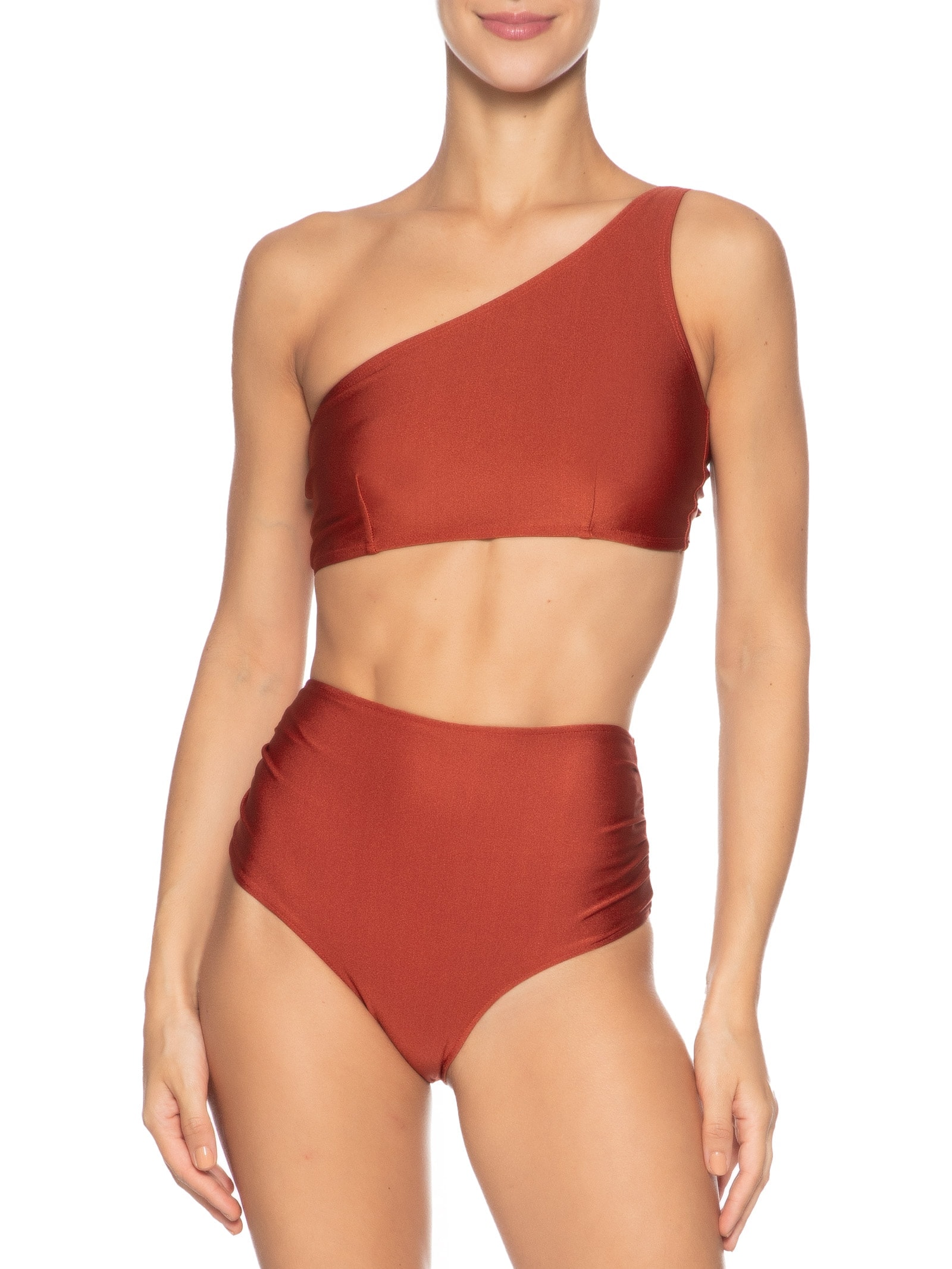 Biquíni Ombro Único Com Hot Pants Laranja '2Essential