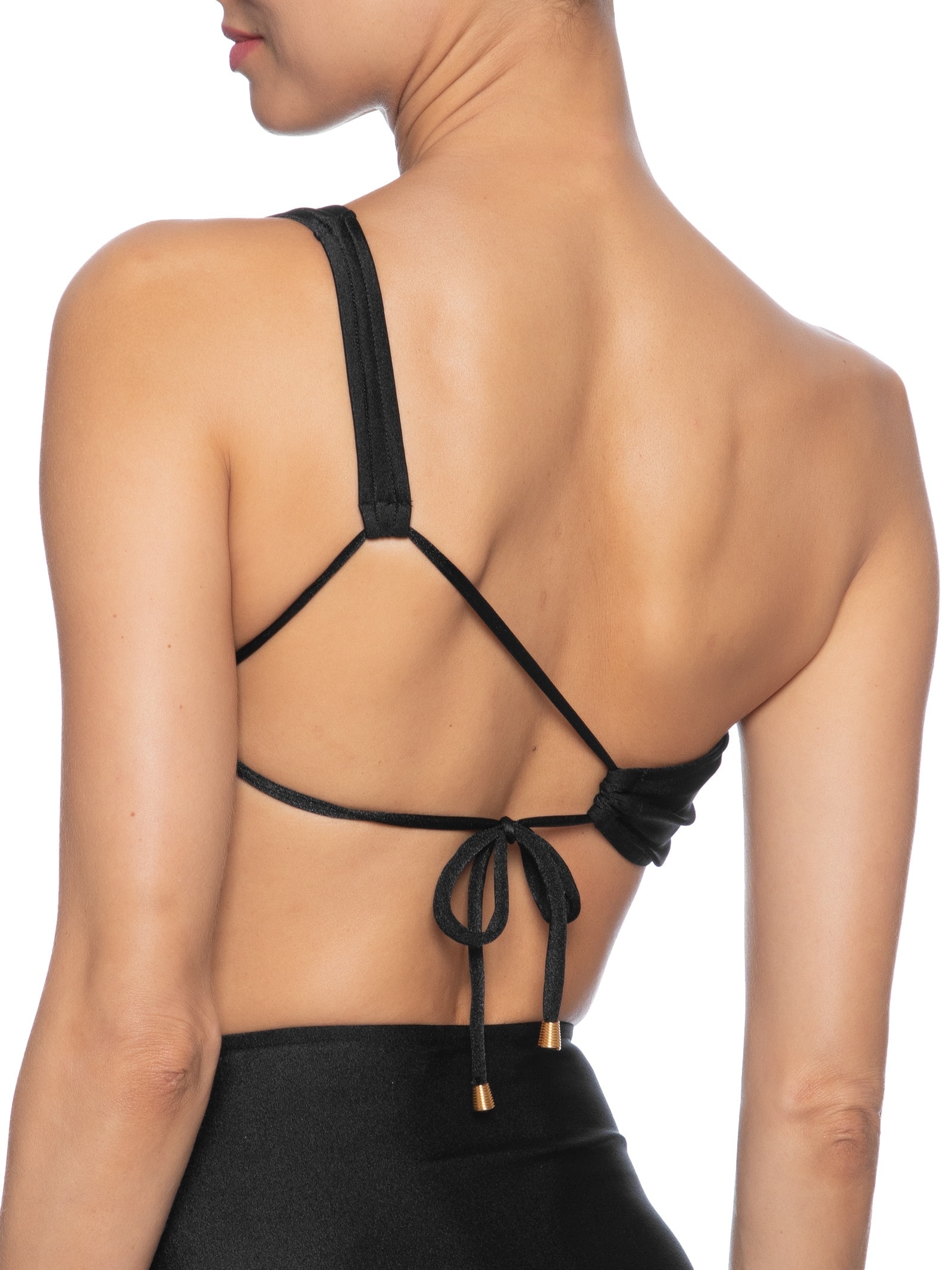 Biquíni Ombro Único Com Hot Pants Preto '2Essential