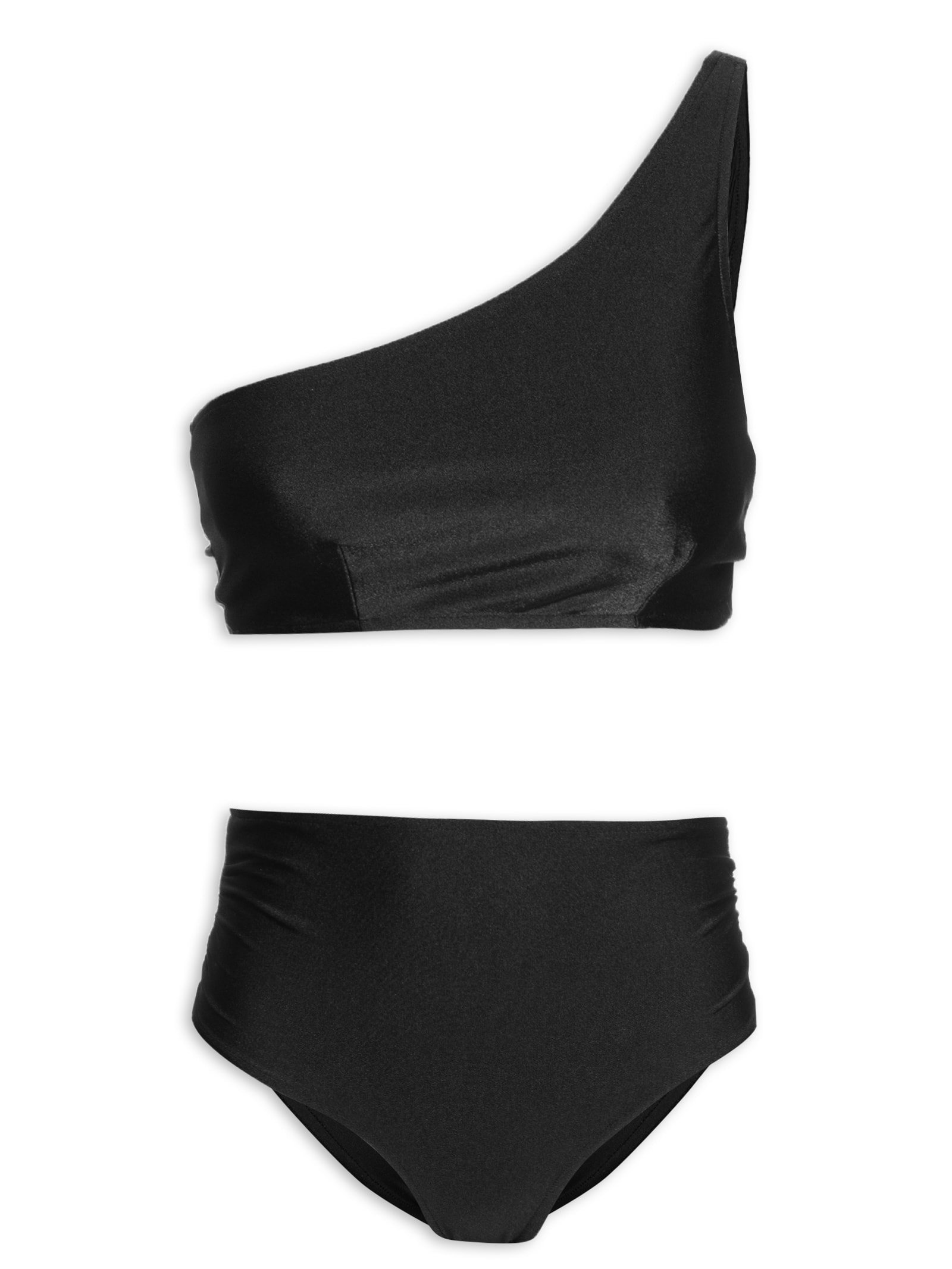 Biquíni Ombro Único Com Hot Pants Preto '2Essential