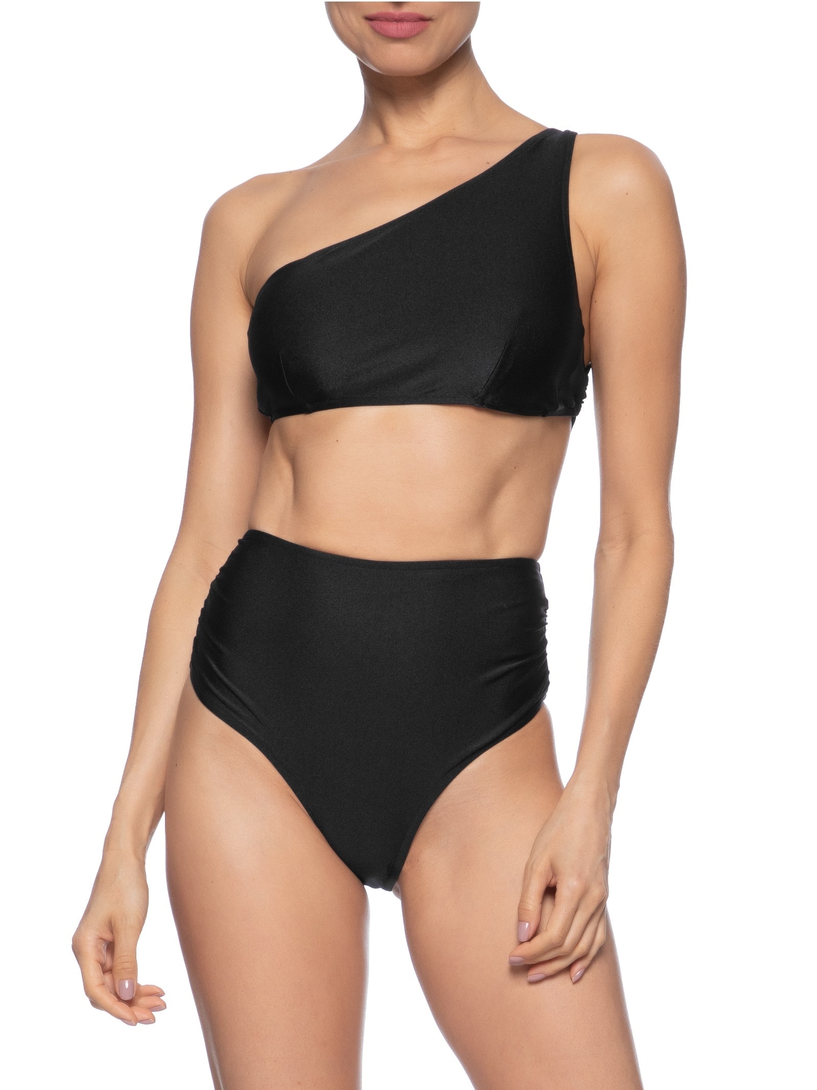 Biquíni Ombro Único Com Hot Pants Preto '2Essential