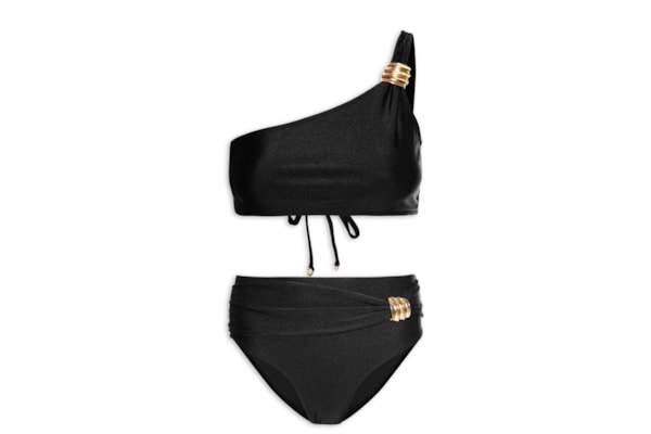 Biquíni Ombro Único Com Hot Pants - Preto