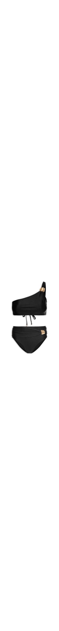 Biquíni Ombro Único Com Hot Pants - Preto