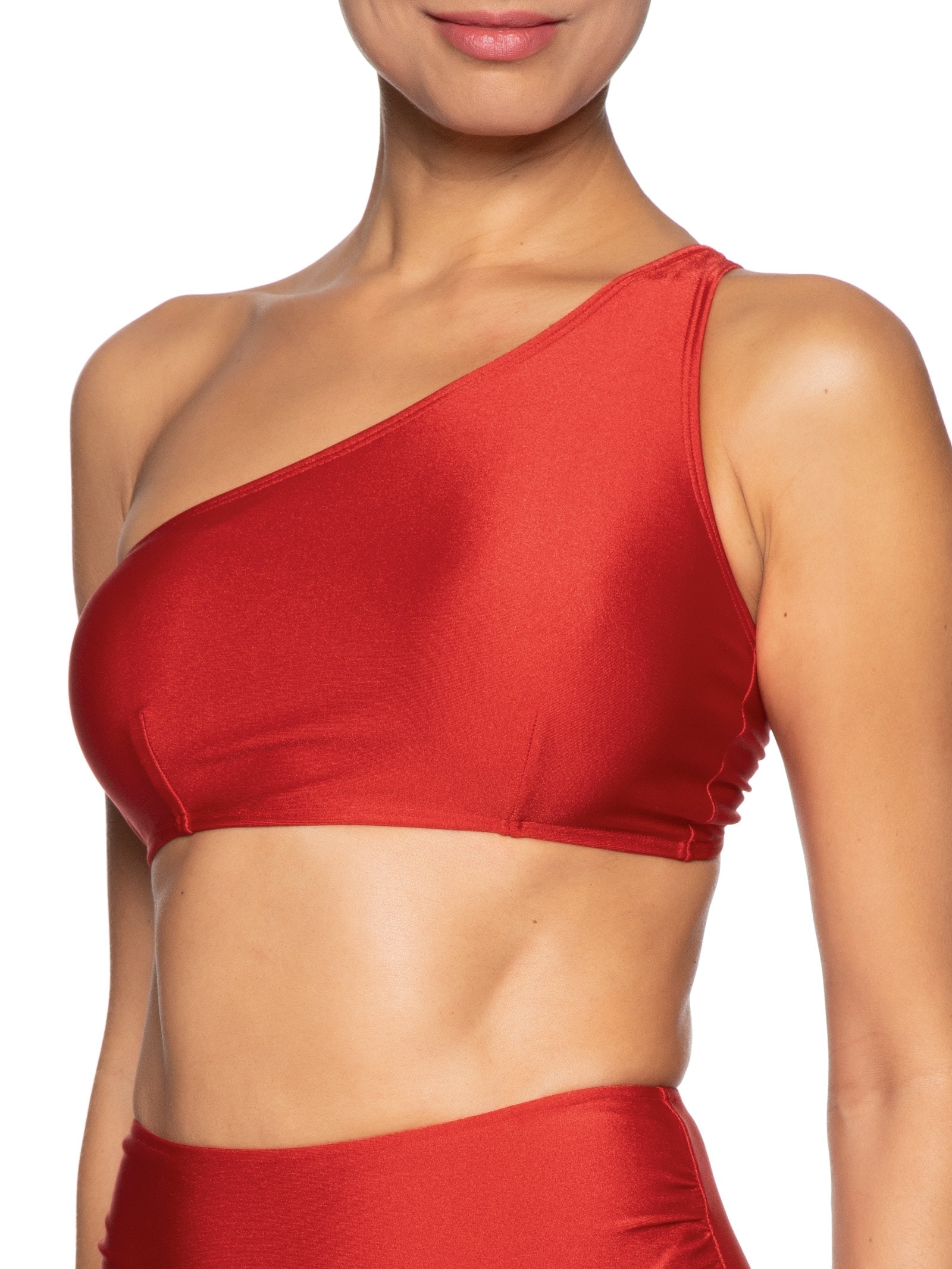 Biquíni Ombro Único Com Hot Pants Vermelho '2Essential