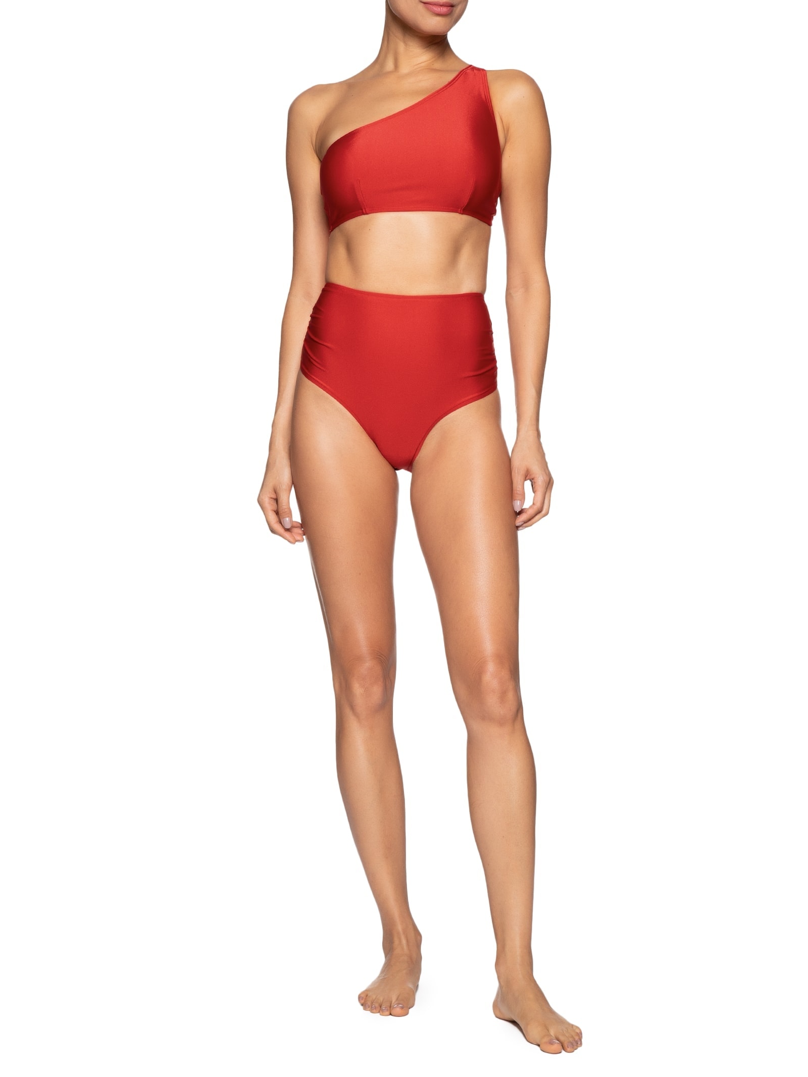 Biquíni Ombro Único Com Hot Pants Vermelho '2Essential