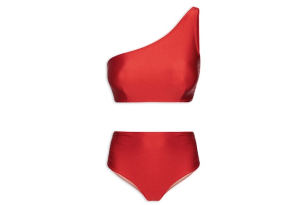 Biquíni Ombro Único Com Hot Pants - Vermelho