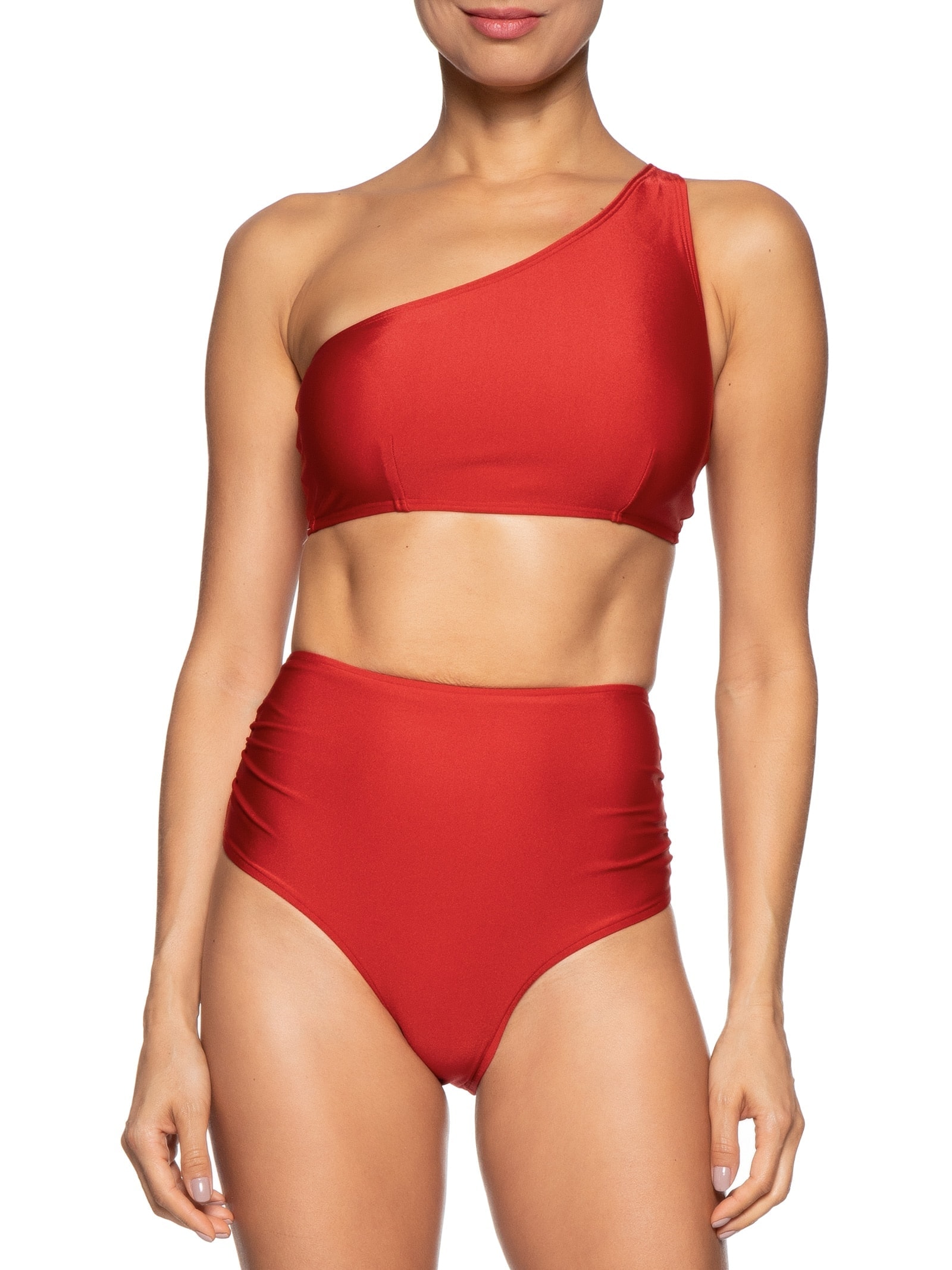 Biquíni Ombro Único Com Hot Pants Vermelho '2Essential