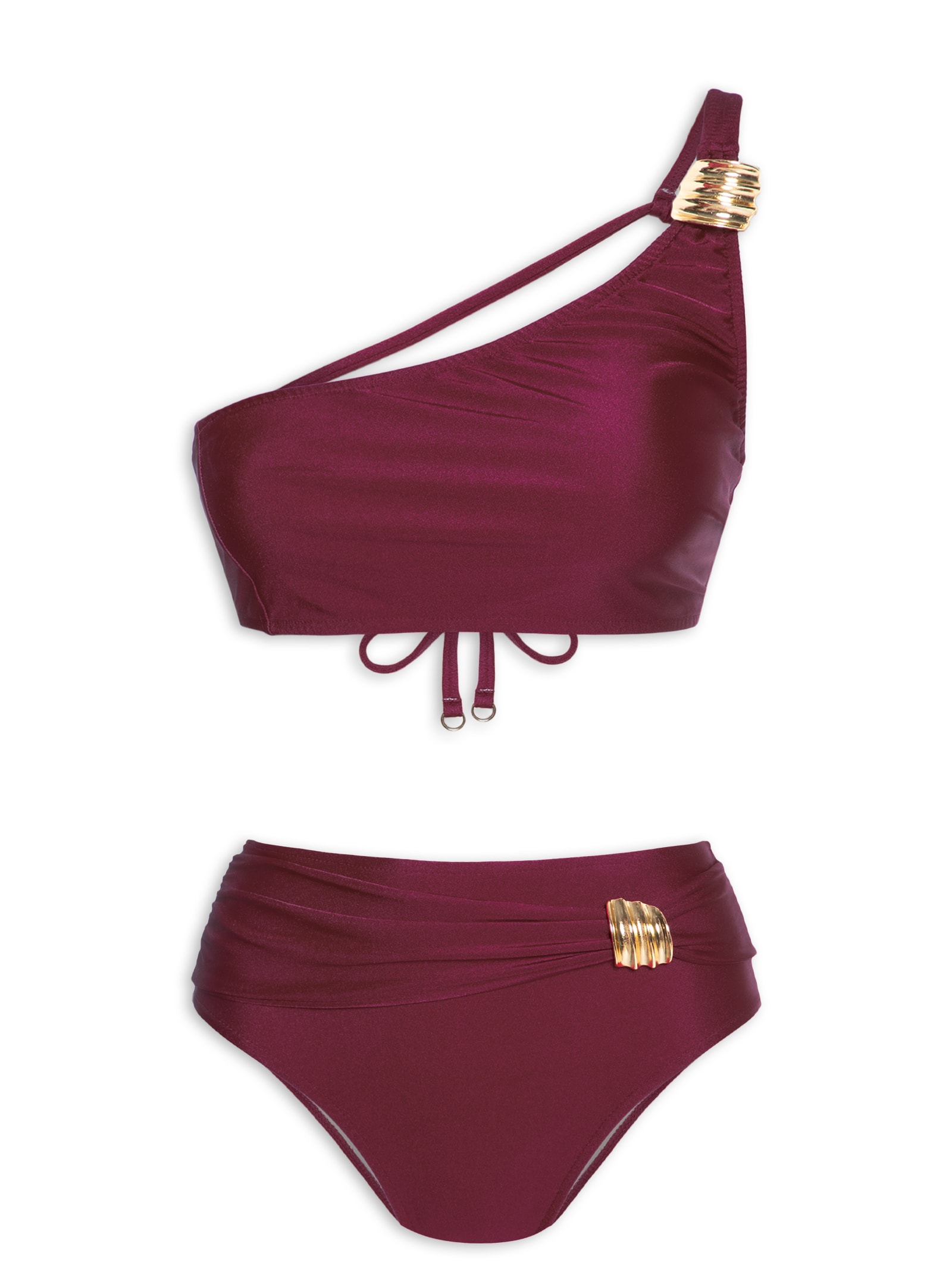 Biquíni Ombro Único com Hot Pants Vermelho '2Essential