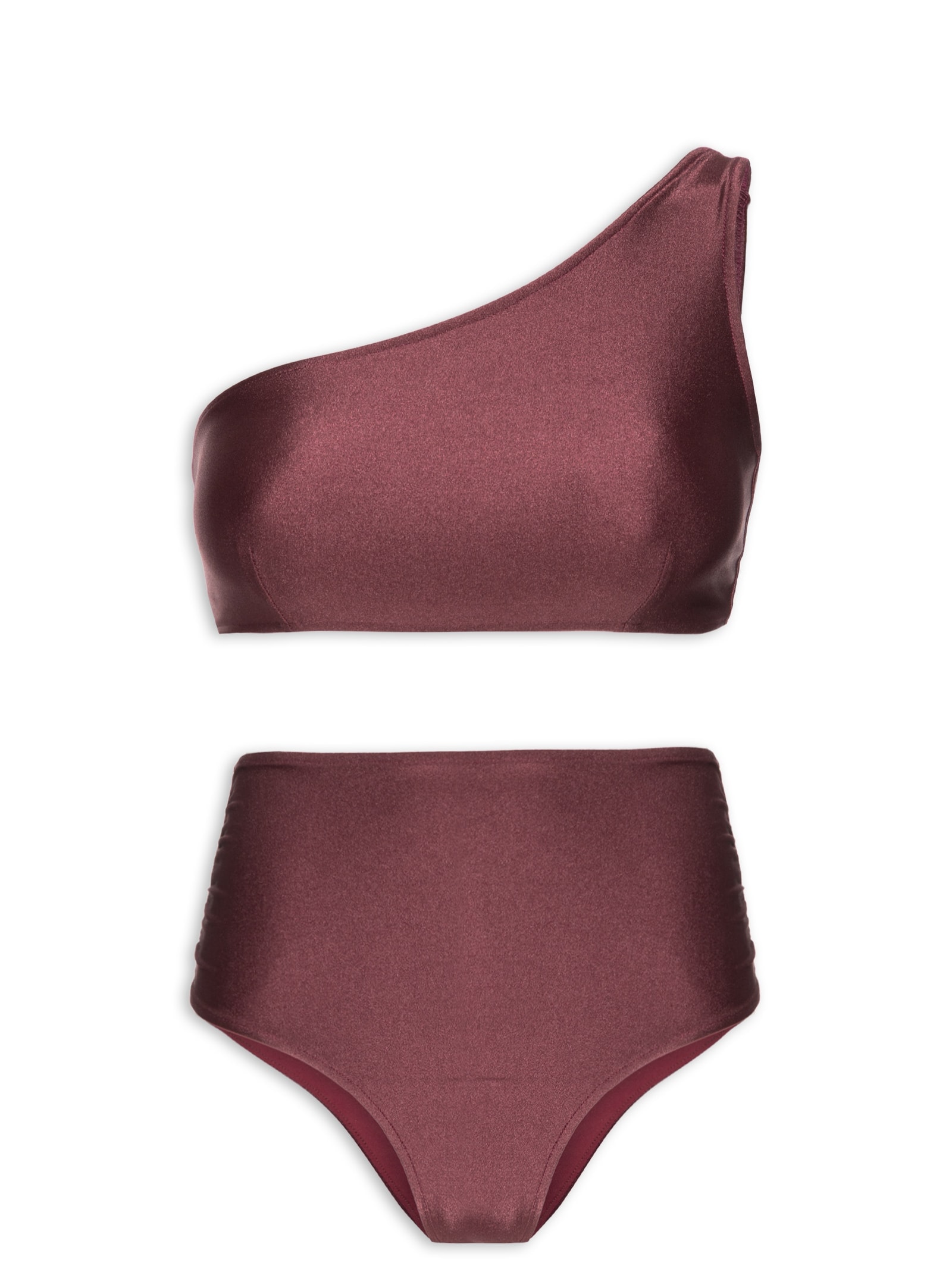 Biquini Ombro Único Com Hot Pants Vinho '2Essential