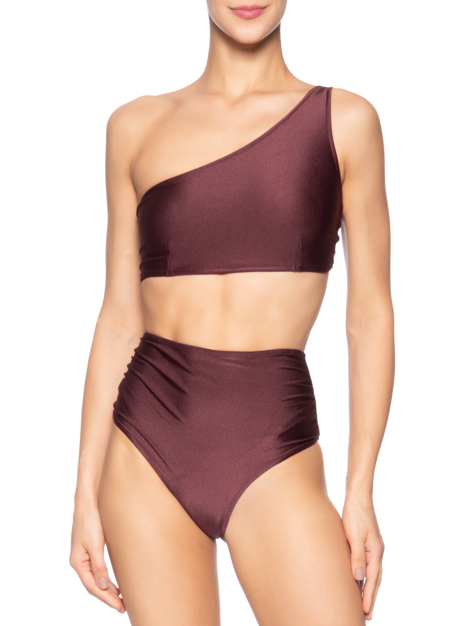 Biquini Ombro Único Com Hot Pants Vinho '2Essential