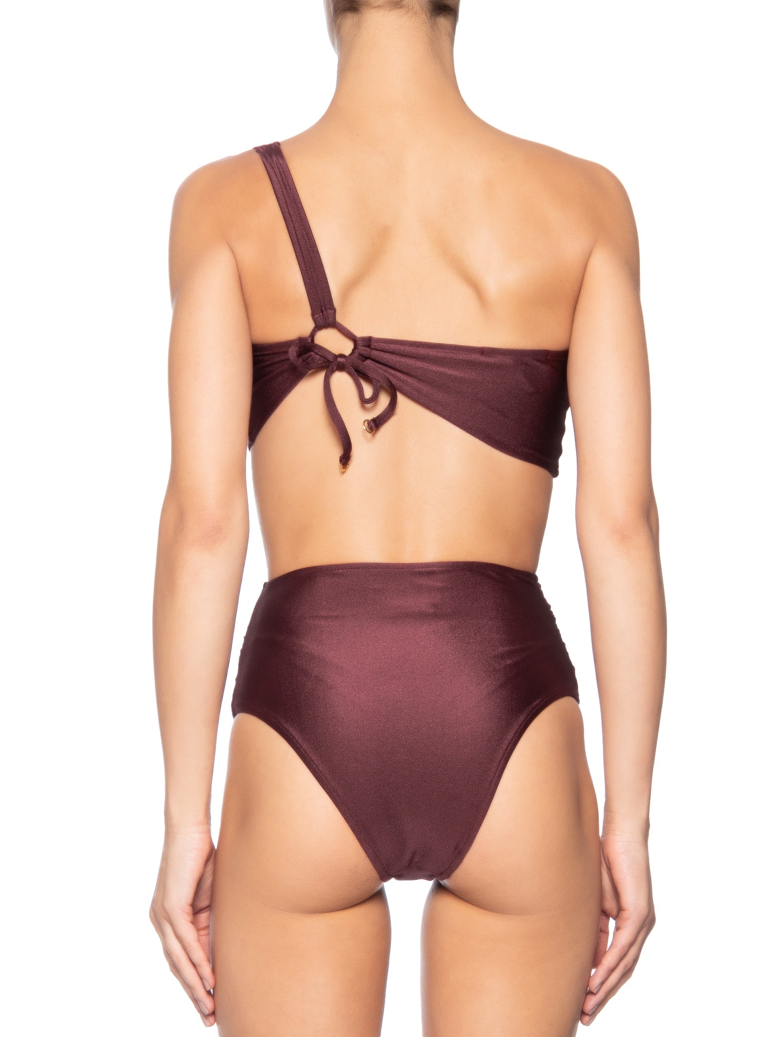 Biquini Ombro Único Com Hot Pants Vinho '2Essential