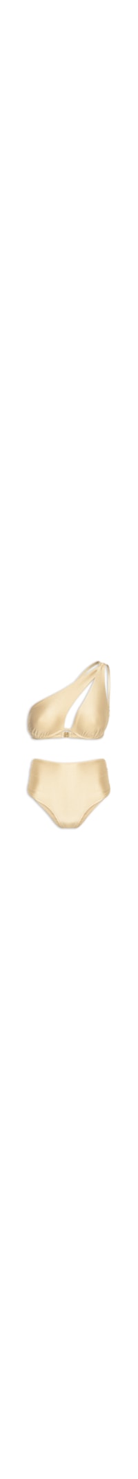 Biquíni Ombro Único E Calcinha Hot Pants - Bege