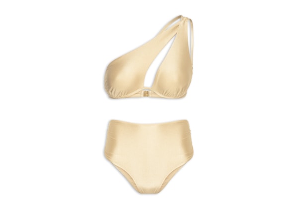 Biquíni Ombro Único E Calcinha Hot Pants - Bege