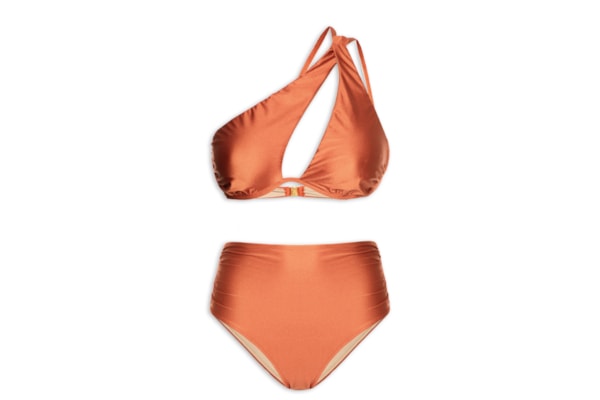 Biquíni Ombro Único E Calcinha Hot Pants - Laranja