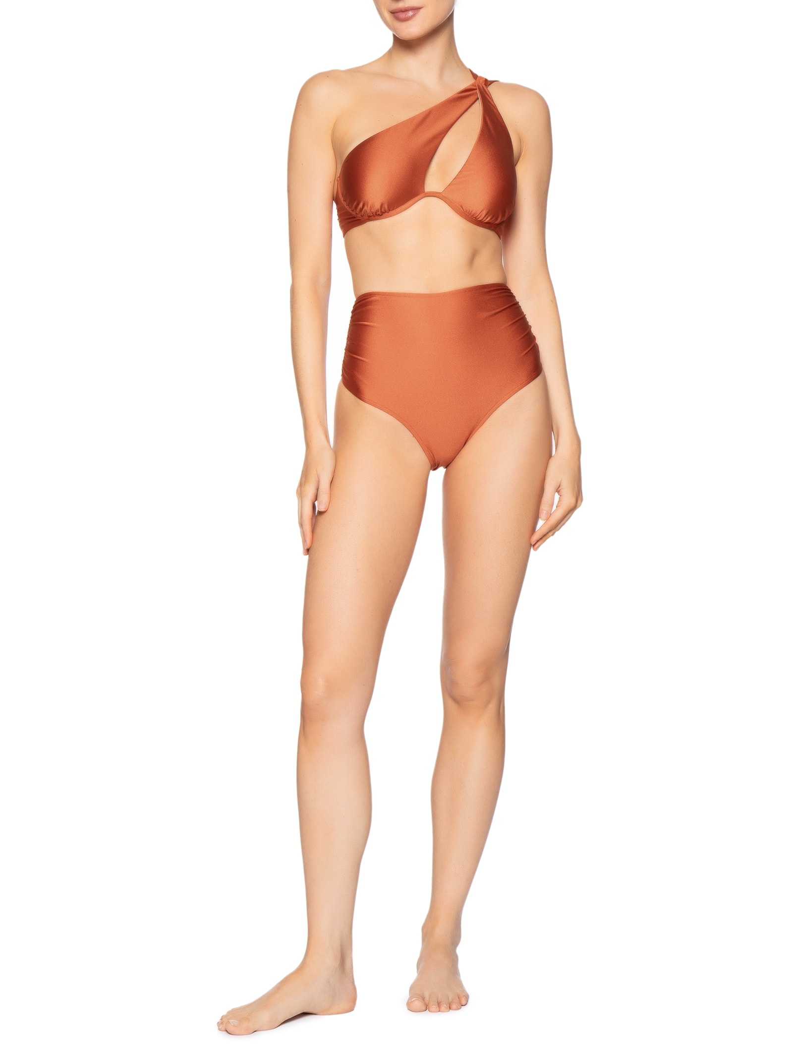 Biquíni Ombro Único E Calcinha Hot Pants Laranja '2Essential